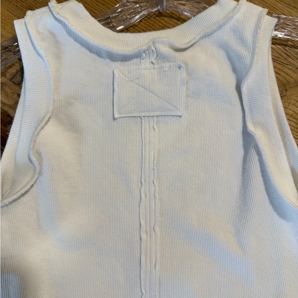 Kids White Ribbed Tank Top - Picture 5 of 6